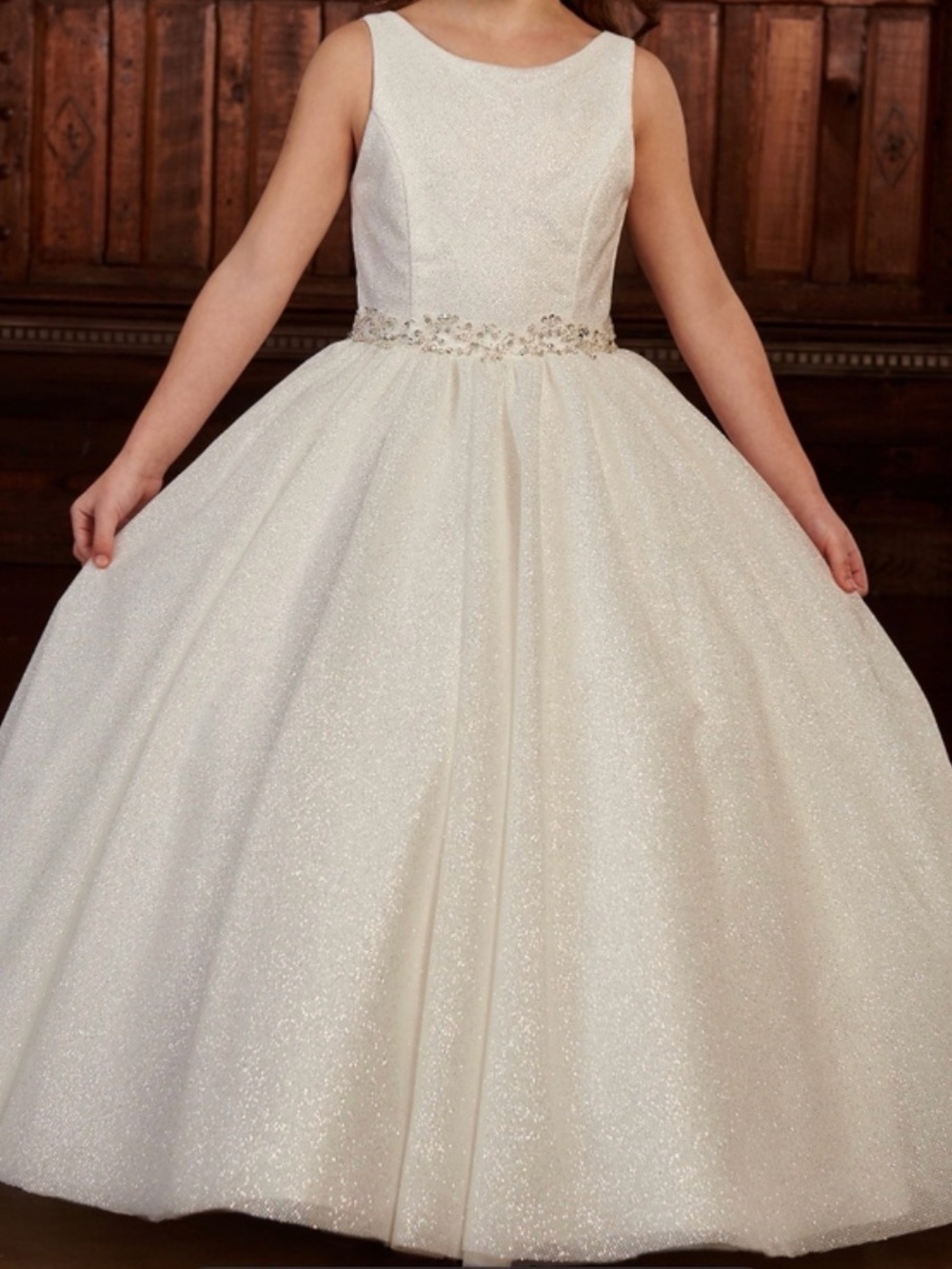 Rachel Allan Ivory Glitter Ball Gown for Girls